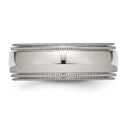 Edelstahl Gerillt und Gekugelt 8mm Poliert Ring
