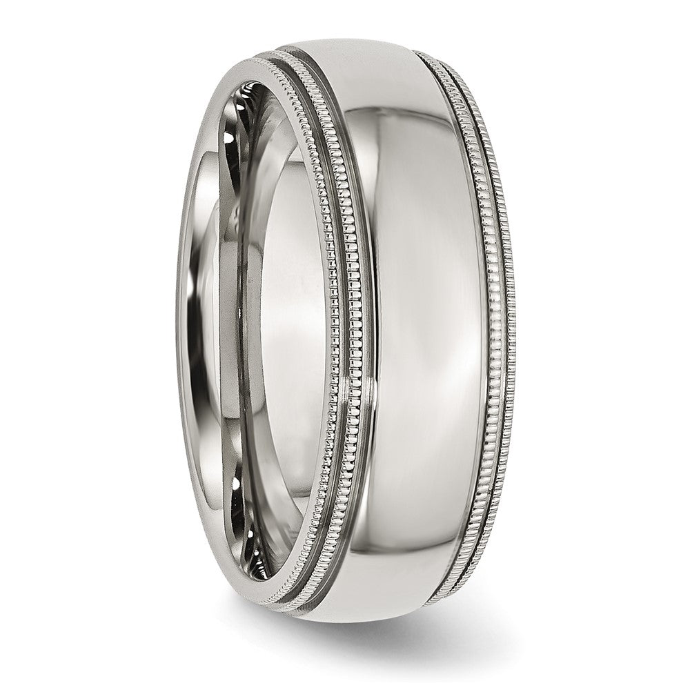 Edelstahl Gerillt und Gekugelt 8mm Poliert Ring