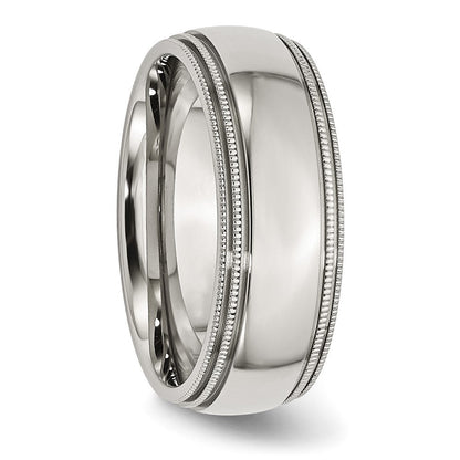 Edelstahl Gerillt und Gekugelt 8mm Poliert Ring