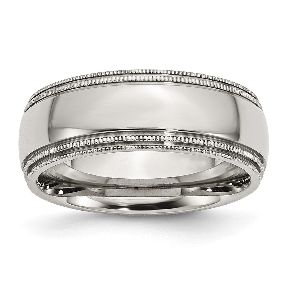 Edelstahl Gerillt und Gekugelt 8mm Poliert Ring
