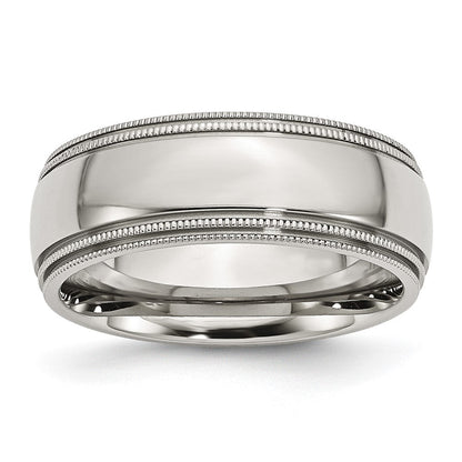 Edelstahl Gerillt und Gekugelt 8mm Poliert Ring
