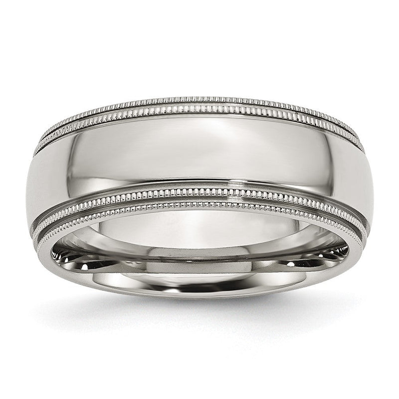 Edelstahl Gerillt und Gekugelt 8mm Poliert Ring