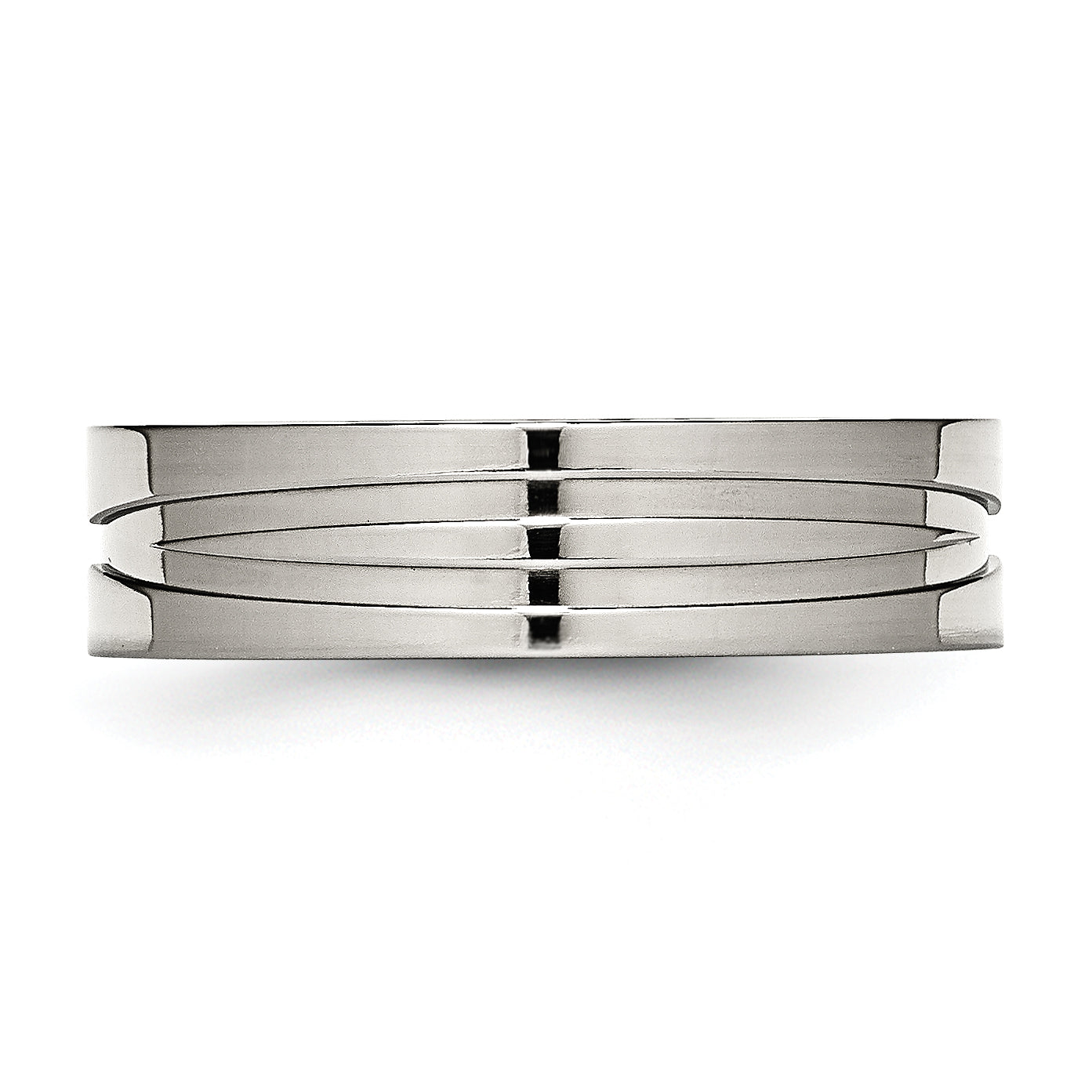 Edelstahl Poliert 6mm Gerillt Ring