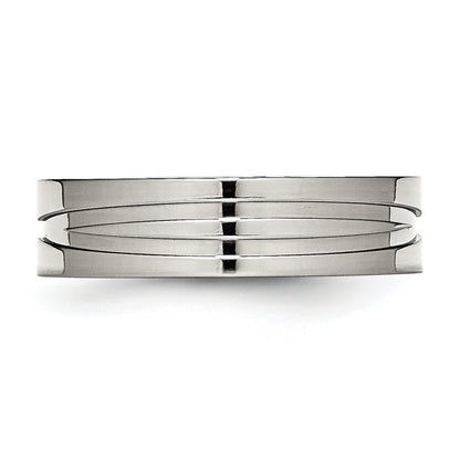 Edelstahl Poliert 6mm Gerillt Ring