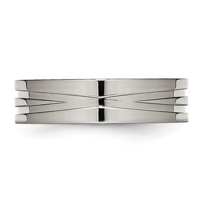 Edelstahl Poliert 6mm Gerillt Ring