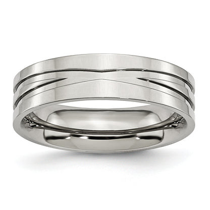 Edelstahl Poliert 6mm Gerillt Ring