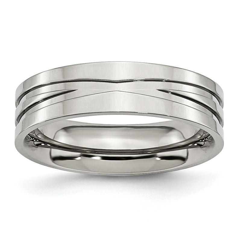 Edelstahl Poliert 6mm Gerillt Ring