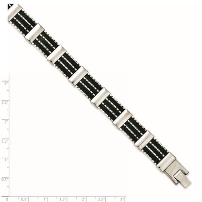 8.25 Zoll Edelstahl Schwarz Gummi & Poliert 8.25 Zoll Armband