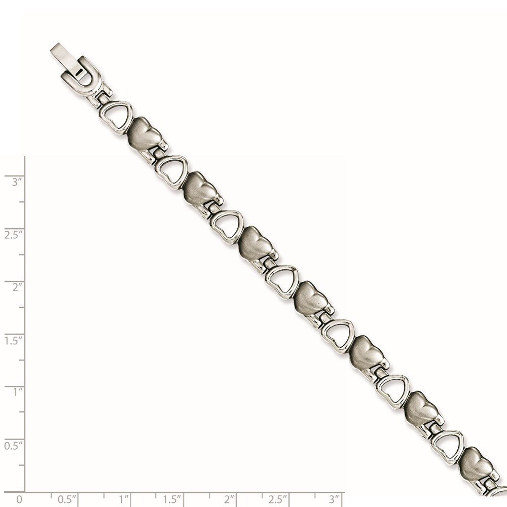 8.25 Zoll Edelstahl Gebürstet & Poliert Herzen 8.25 Zoll Armband