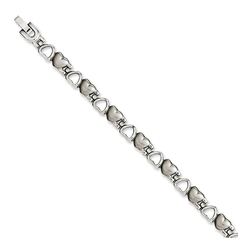 8.25 Zoll Edelstahl Gebürstet & Poliert Herzen 8.25 Zoll Armband