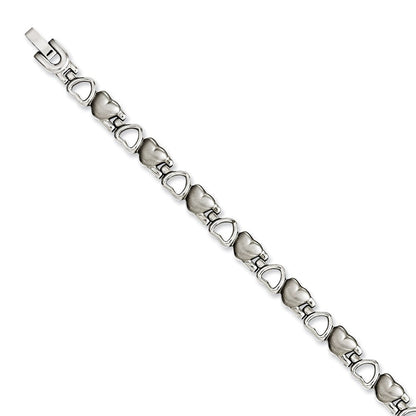 8.25 Zoll Edelstahl Gebürstet & Poliert Herzen 8.25 Zoll Armband