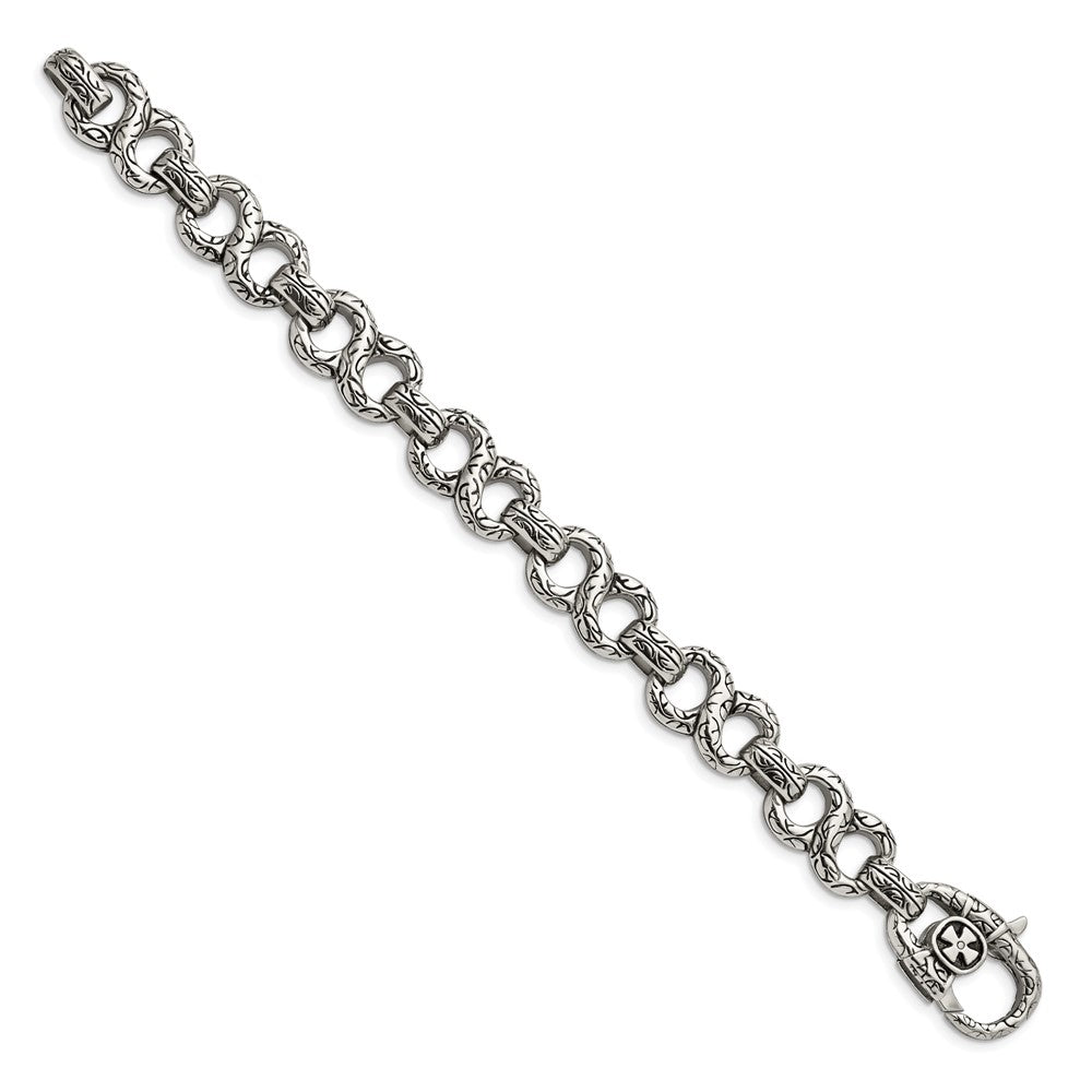 Edelstahl Chisel Antikisiert Poliert und Strukturiert Unendlichkeit Symbol Glieder Gliederarmband