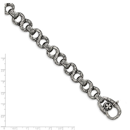 Edelstahl Chisel Antikisiert Poliert und Strukturiert Unendlichkeit Symbol Glieder Gliederarmband