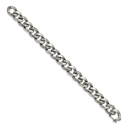 Edelstahl Chisel Antikisiert Poliert und Reptile Scale Strukturiert Glieder Gliederarmband
