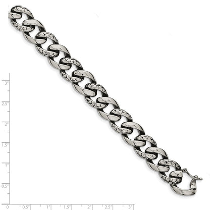 Edelstahl Chisel Antikisiert Poliert und Reptile Scale Strukturiert Glieder Gliederarmband