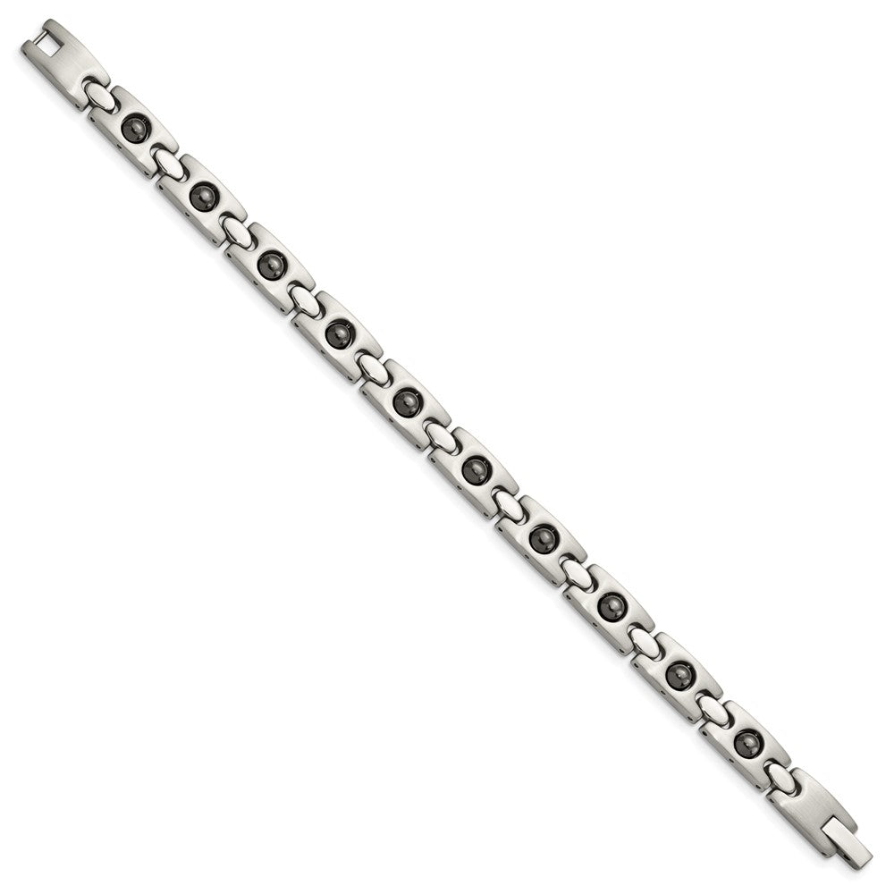 Edelstahl Chisel Gebürstet und Poliert mit Magnetic Kugel Akzente 8.5 Zoll Glieder Armband