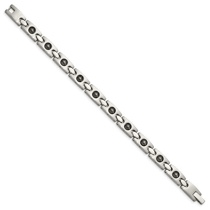 Edelstahl Chisel Gebürstet und Poliert mit Magnetic Kugel Akzente 8.5 Zoll Glieder Armband