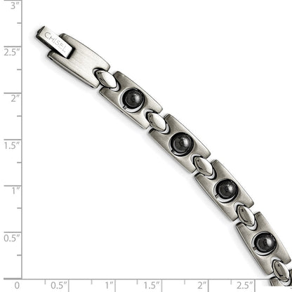 Edelstahl Chisel Gebürstet und Poliert mit Magnetic Kugel Akzente 8.5 Zoll Glieder Armband