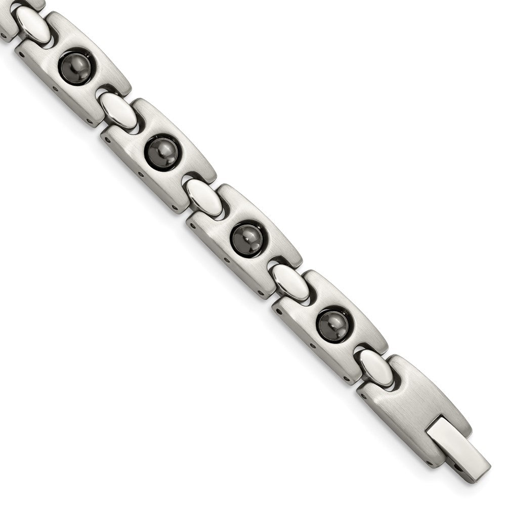 Edelstahl Chisel Gebürstet und Poliert mit Magnetic Kugel Akzente 8.5 Zoll Glieder Armband