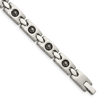 Edelstahl Chisel Gebürstet und Poliert mit Magnetic Kugel Akzente 8.5 Zoll Glieder Armband
