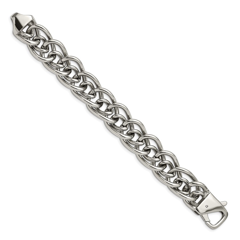 Edelstahl Chisel Poliert Groß und Klein Oval Glieder Gliederarmband