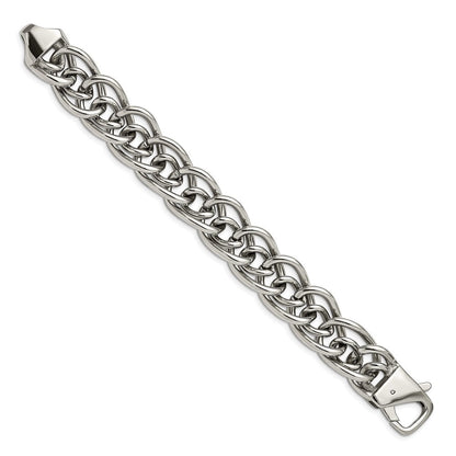 Edelstahl Chisel Poliert Groß und Klein Oval Glieder Gliederarmband