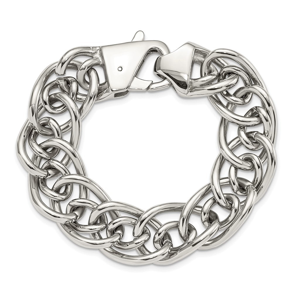 Edelstahl Chisel Poliert Groß und Klein Oval Glieder Gliederarmband