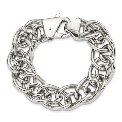 Edelstahl Chisel Poliert Groß und Klein Oval Glieder Gliederarmband