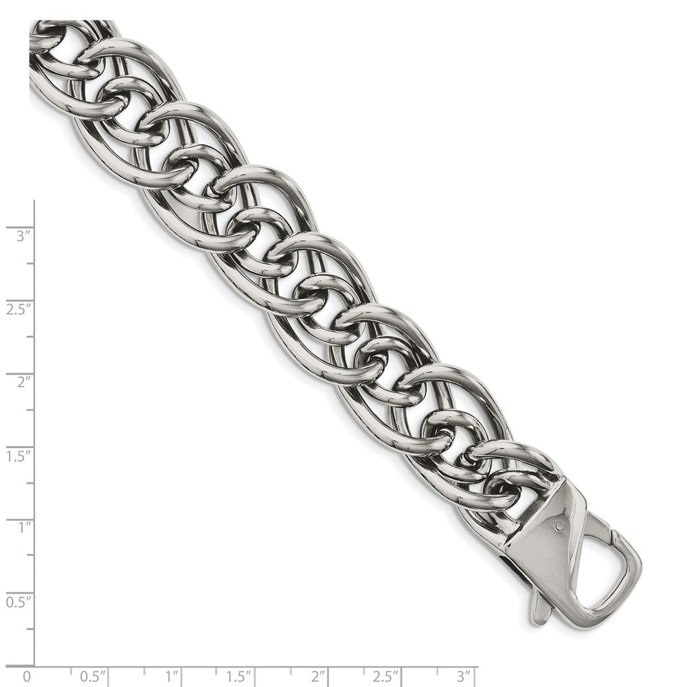 Edelstahl Chisel Poliert Groß und Klein Oval Glieder Gliederarmband