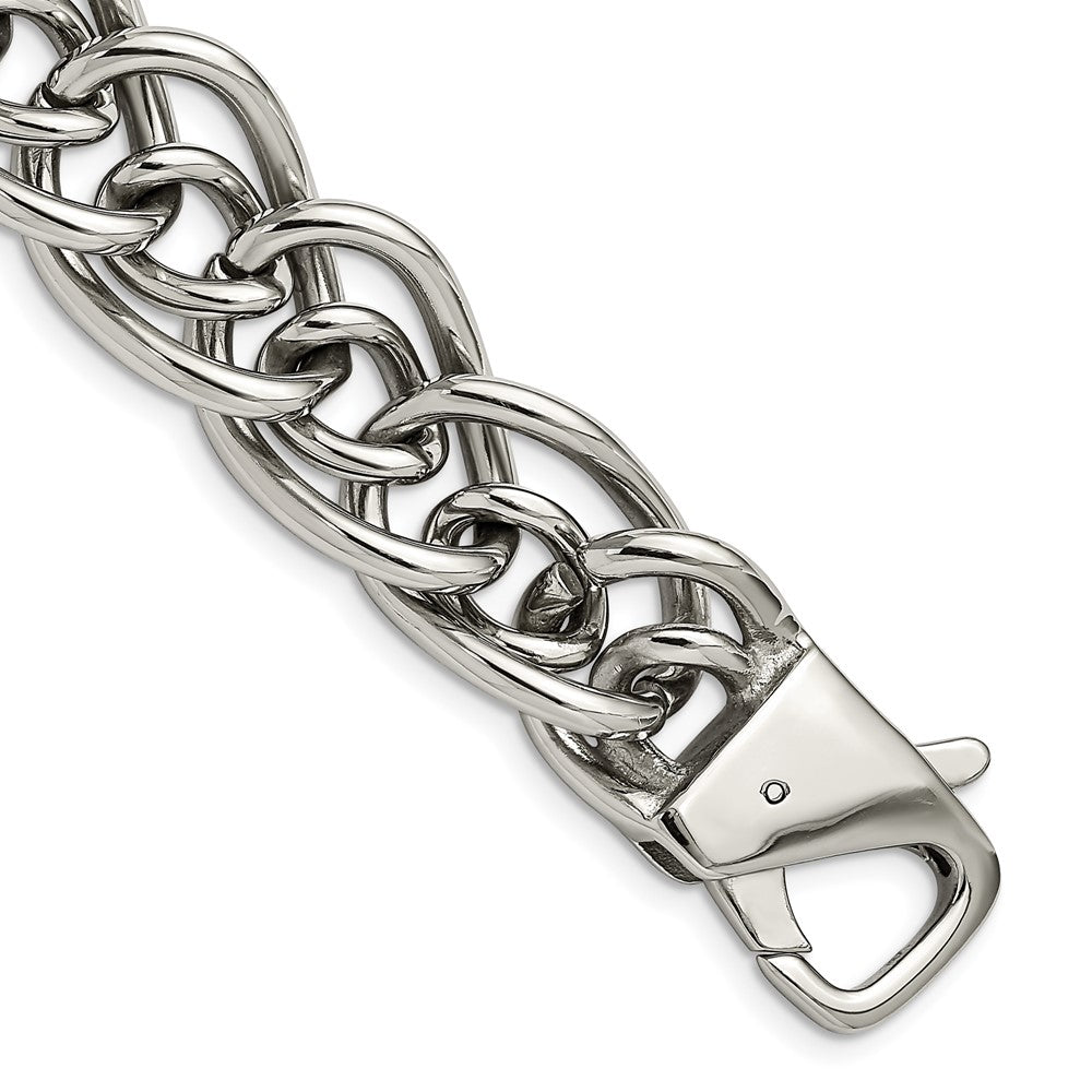 Edelstahl Chisel Poliert Groß und Klein Oval Glieder Gliederarmband