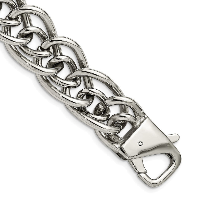 Edelstahl Chisel Poliert Groß und Klein Oval Glieder Gliederarmband