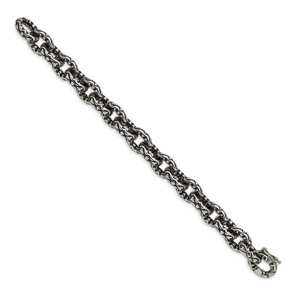 Edelstahl Chisel Antikisiert Poliert und Strukturiert Fantasieglieder Gliederarmband