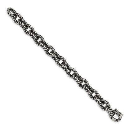 Edelstahl Chisel Antikisiert Poliert und Strukturiert Fantasieglieder Gliederarmband
