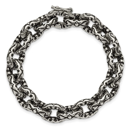Edelstahl Chisel Antikisiert Poliert und Strukturiert Fantasieglieder Gliederarmband