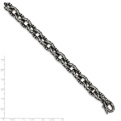 Edelstahl Chisel Antikisiert Poliert und Strukturiert Fantasieglieder Gliederarmband
