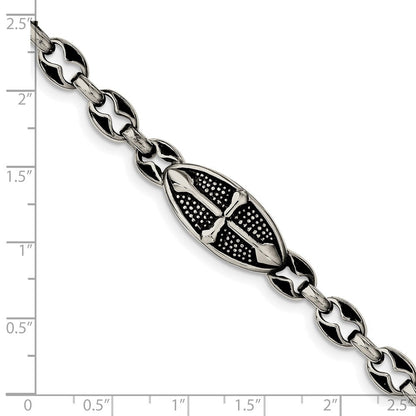 9 Zoll Edelstahl Antikisiert Strukturiert und Poliert Kreuz 9 Zoll Knebel Armband