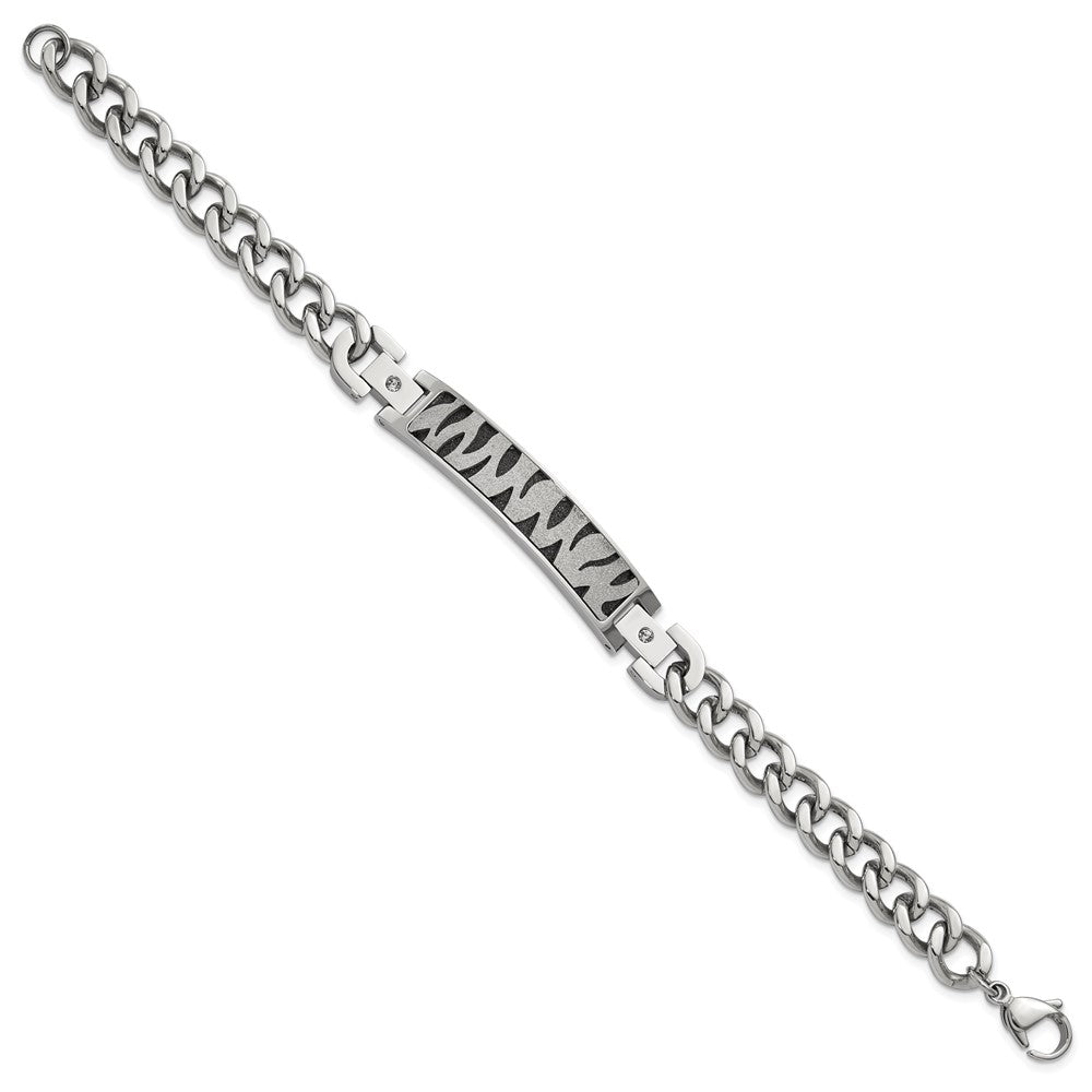 8.25 Zoll Edelstahl Schwarz Ip-beschichtet & Lasergeschnitten Zirkonia Armband