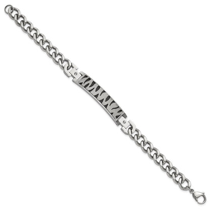 8.25 Zoll Edelstahl Schwarz Ip-beschichtet & Lasergeschnitten Zirkonia Armband