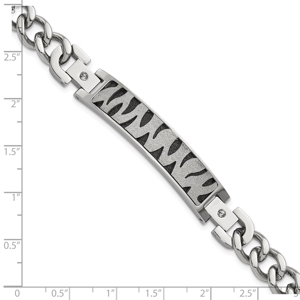 8.25 Zoll Edelstahl Schwarz Ip-beschichtet & Lasergeschnitten Zirkonia Armband