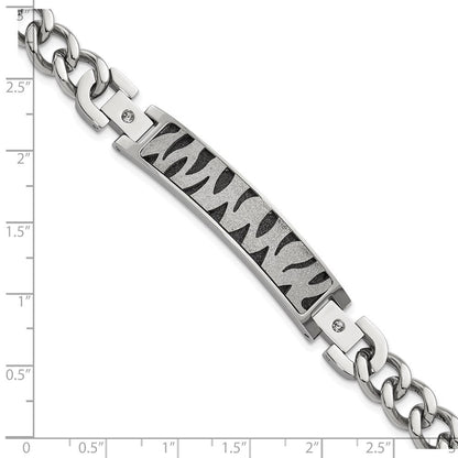 8.25 Zoll Edelstahl Schwarz Ip-beschichtet & Lasergeschnitten Zirkonia Armband