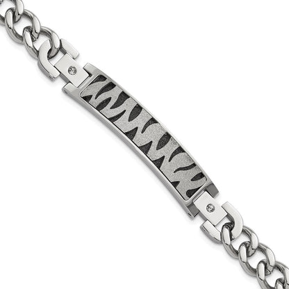 8.25 Zoll Edelstahl Schwarz Ip-beschichtet & Lasergeschnitten Zirkonia Armband