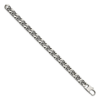 Edelstahl Chisel Antikisiert Poliert und Strukturiert 8.75 Zoll Fantasieglieder Armband