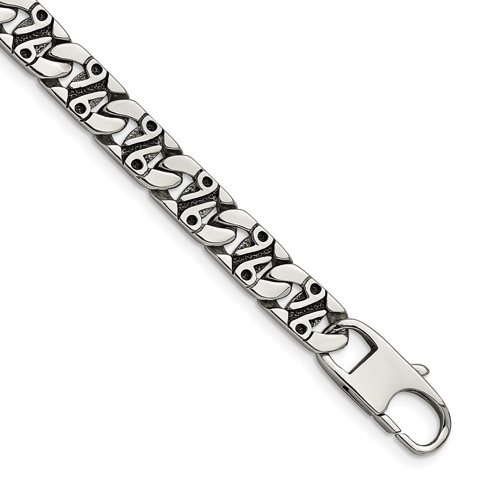 Edelstahl Chisel Antikisiert Poliert und Strukturiert 8.75 Zoll Fantasieglieder Armband