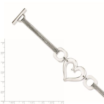 7.75 Zoll Edelstahl Poliert Herz 7.75 Zoll Knebel Armband