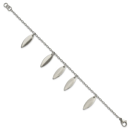 7.5 Zoll Edelstahl Poliert Diamant Geformt Dangles Armband