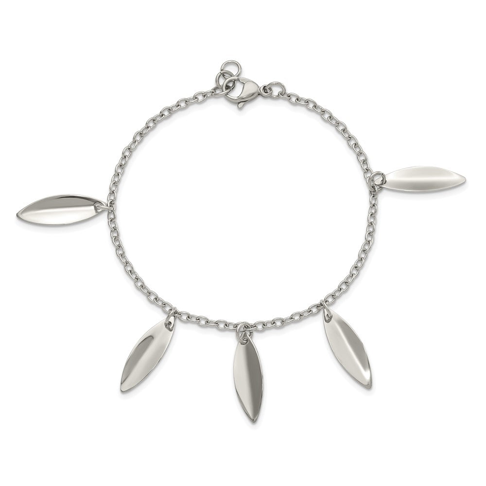 7.5 Zoll Edelstahl Poliert Diamant Geformt Dangles Armband