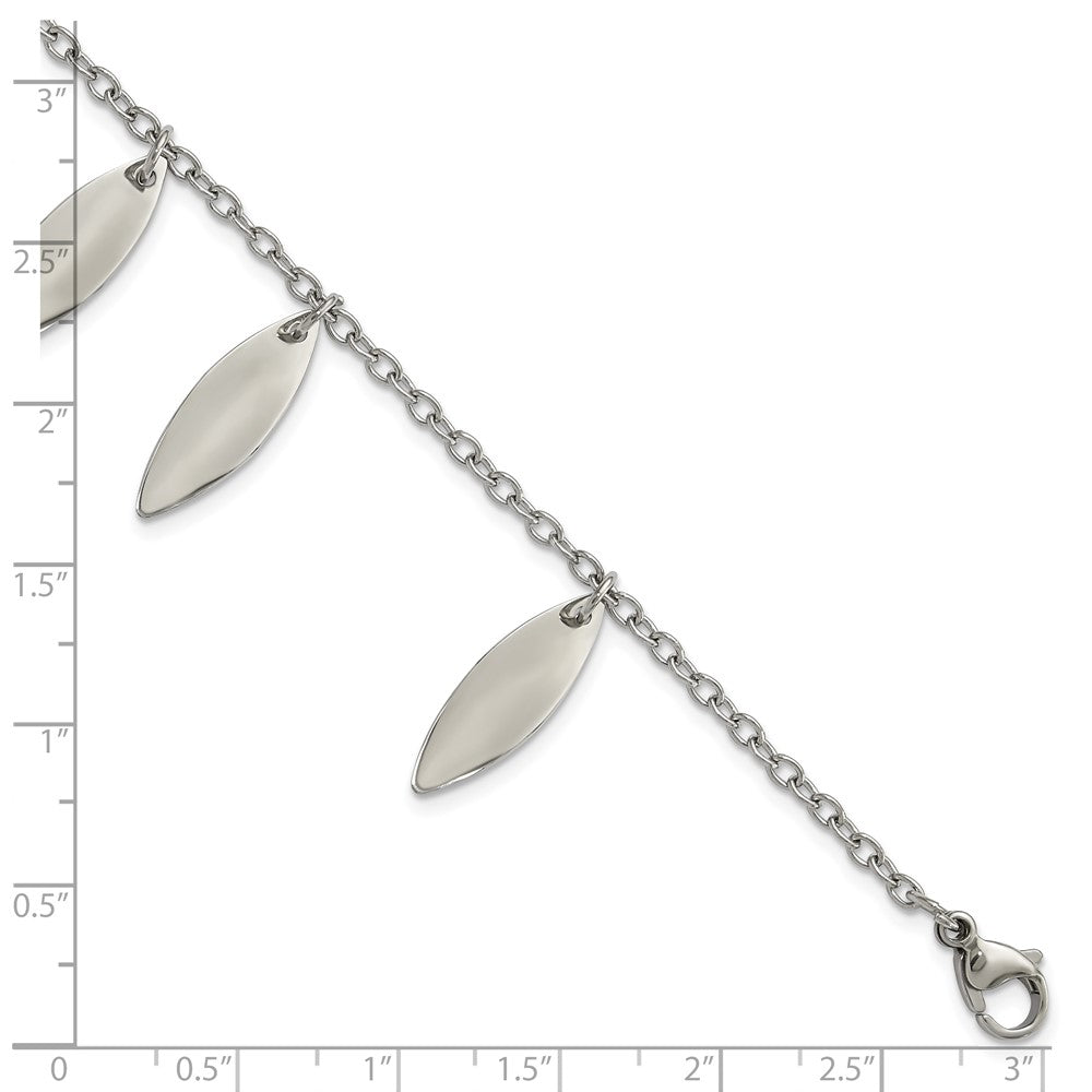 7.5 Zoll Edelstahl Poliert Diamant Geformt Dangles Armband