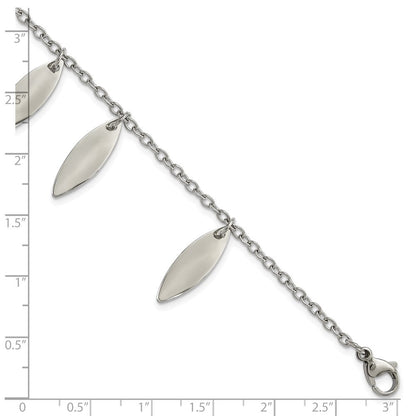 7.5 Zoll Edelstahl Poliert Diamant Geformt Dangles Armband