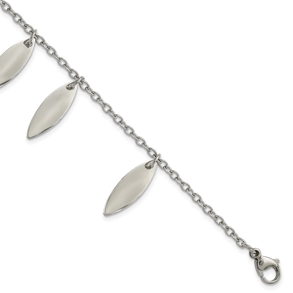 7.5 Zoll Edelstahl Poliert Diamant Geformt Dangles Armband
