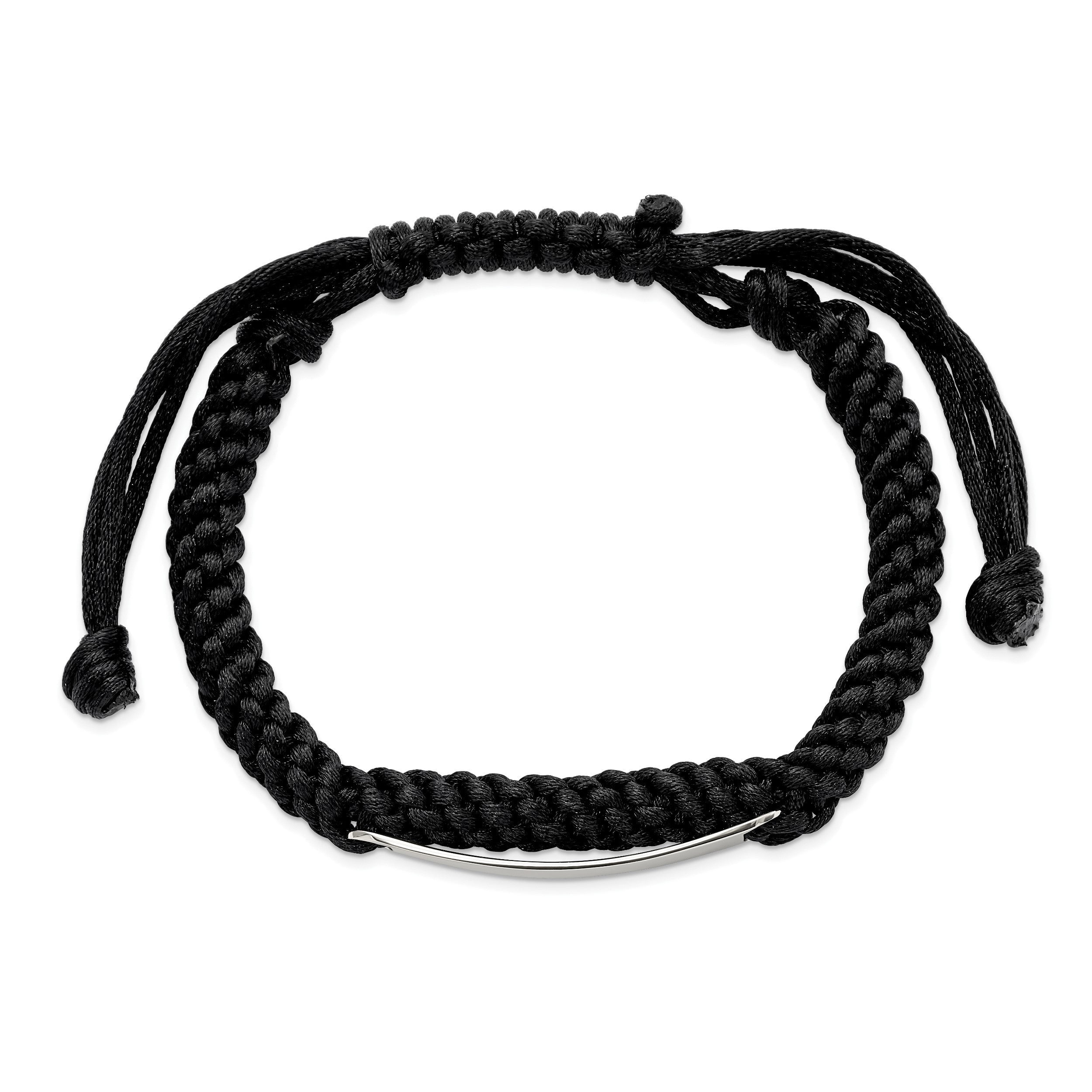 Edelstahl Chisel Poliert Schwarz Stoff Verstellbar Id Armband